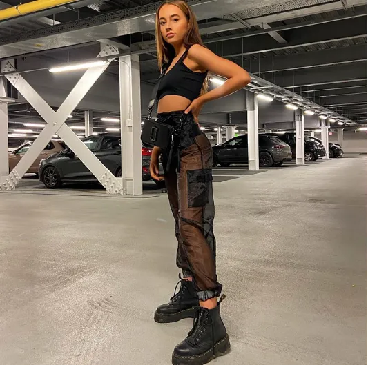 Organza Mesh Cargo Pants