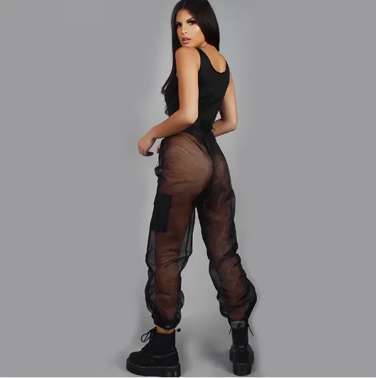 Organza Mesh Cargo Pants