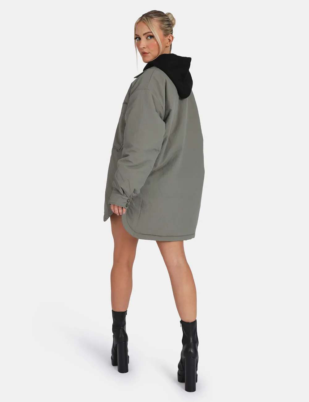 Padded Oversized Shacket Slate