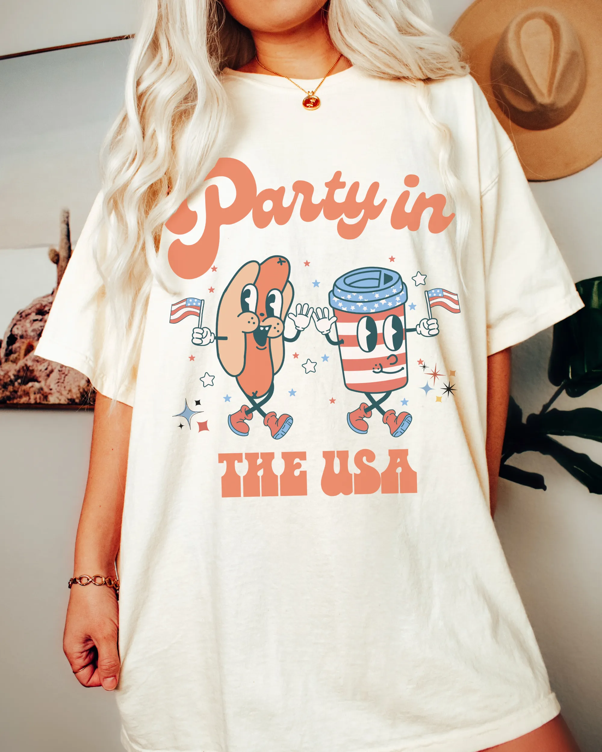 Party In The USA Comfort Colors® Shirt, Trendy 4th of July T-Shirt, Garment Dyed T-Shirt, Retro Inspired T-Shirt