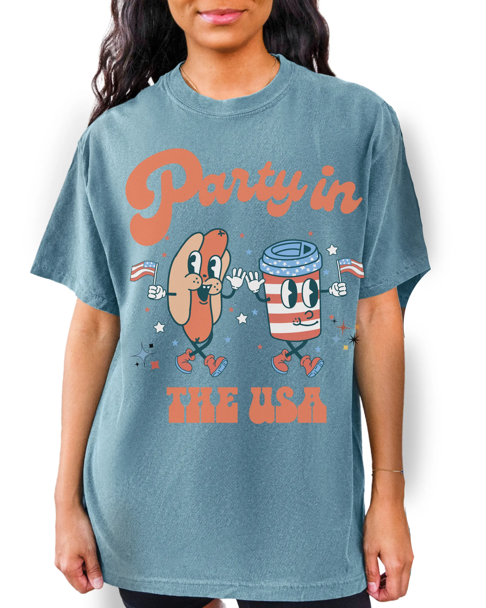 Party In The USA Comfort Colors® Shirt, Trendy 4th of July T-Shirt, Garment Dyed T-Shirt, Retro Inspired T-Shirt