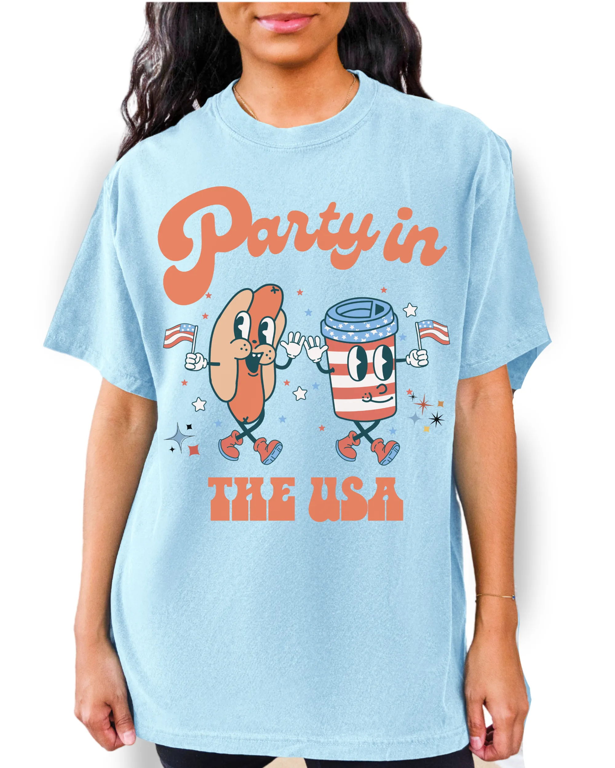 Party In The USA Comfort Colors® Shirt, Trendy 4th of July T-Shirt, Garment Dyed T-Shirt, Retro Inspired T-Shirt