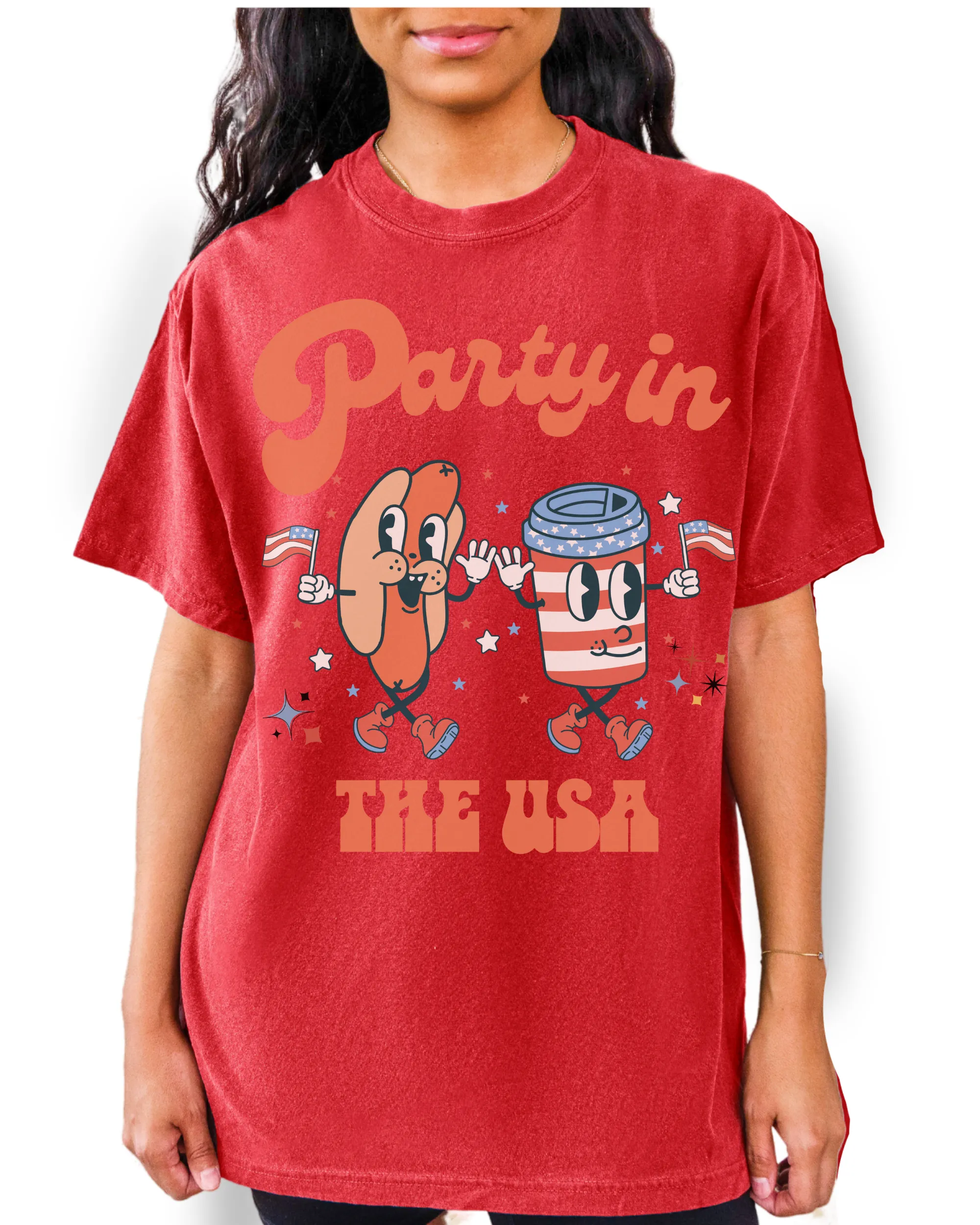 Party In The USA Comfort Colors® Shirt, Trendy 4th of July T-Shirt, Garment Dyed T-Shirt, Retro Inspired T-Shirt