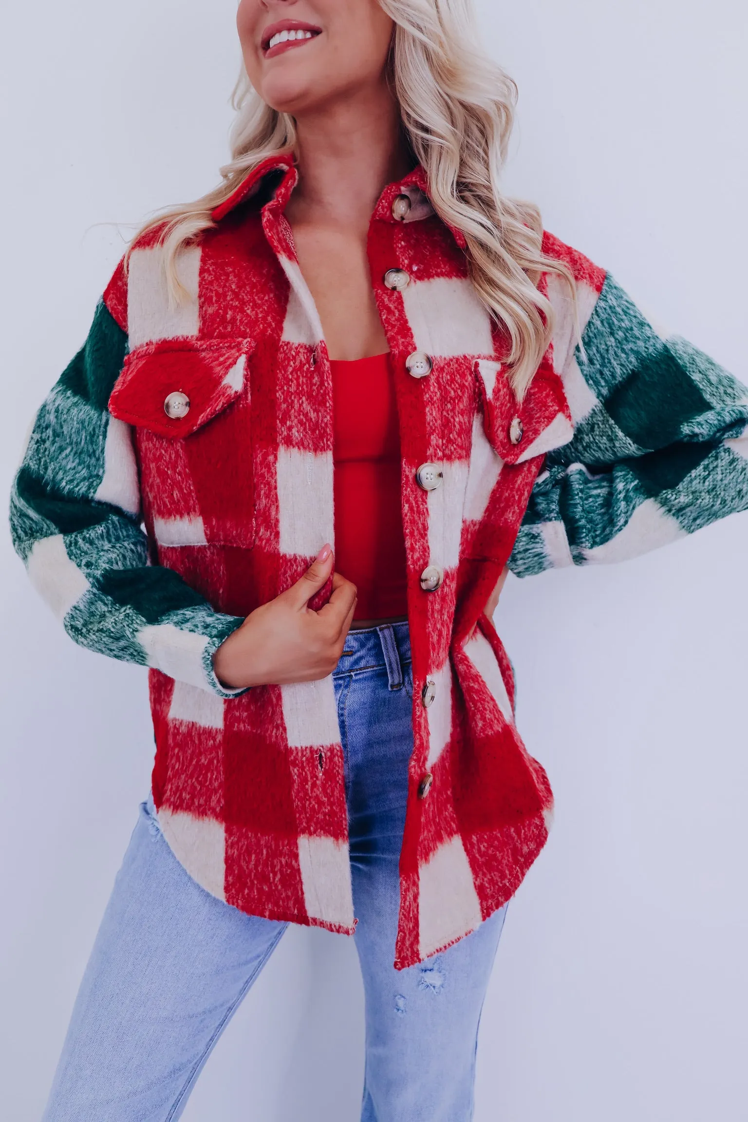 Pauly Plaid Shacket - Red Multi