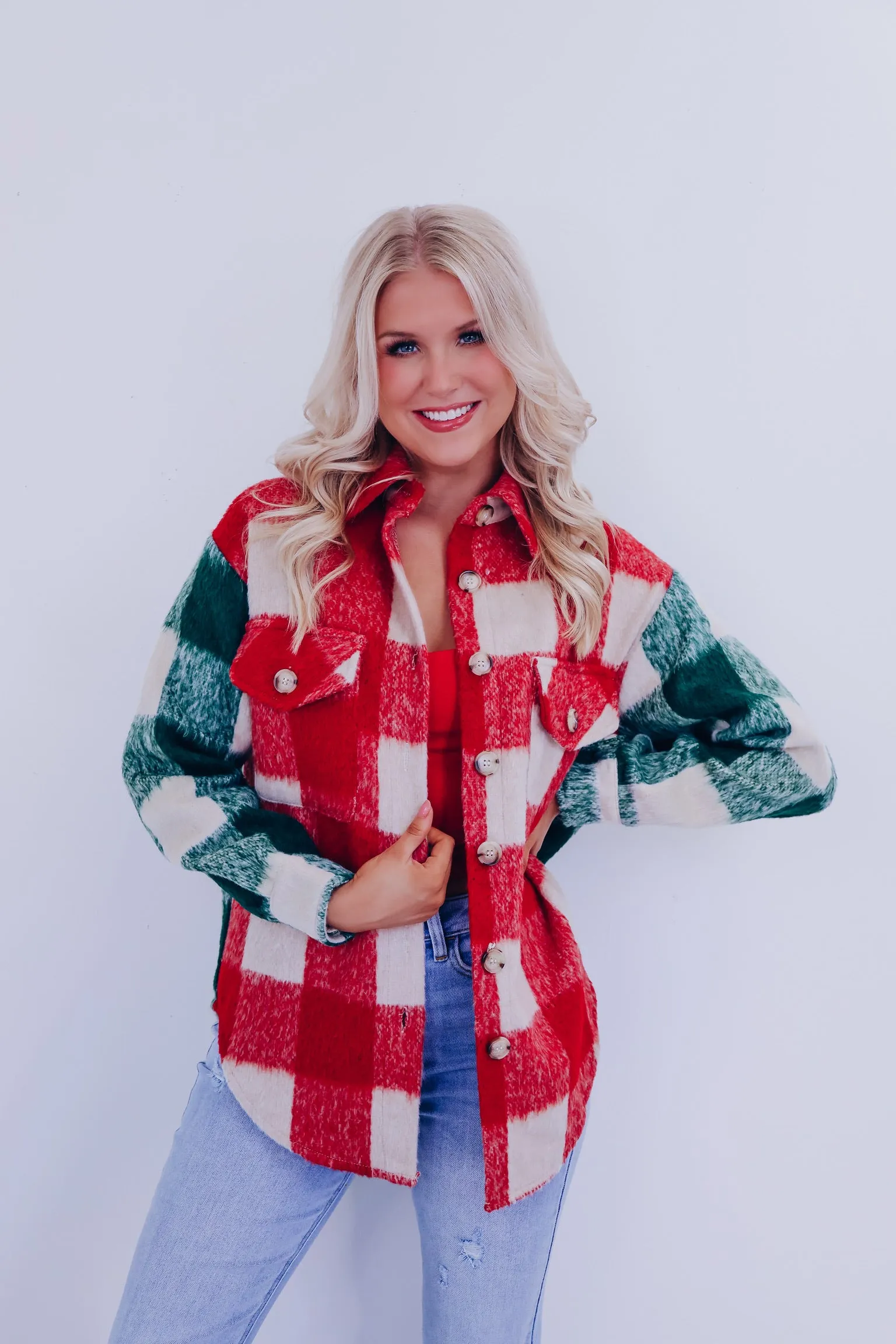 Pauly Plaid Shacket - Red Multi