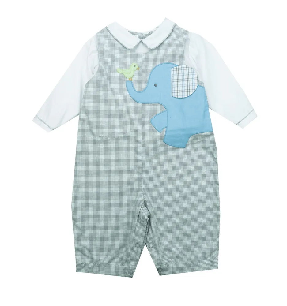 Petit Ami Elephant Appliqué Romper