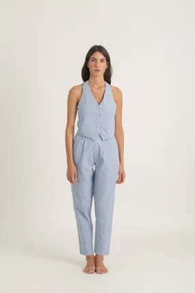 Pioggia Linen Trouser Sky Blue