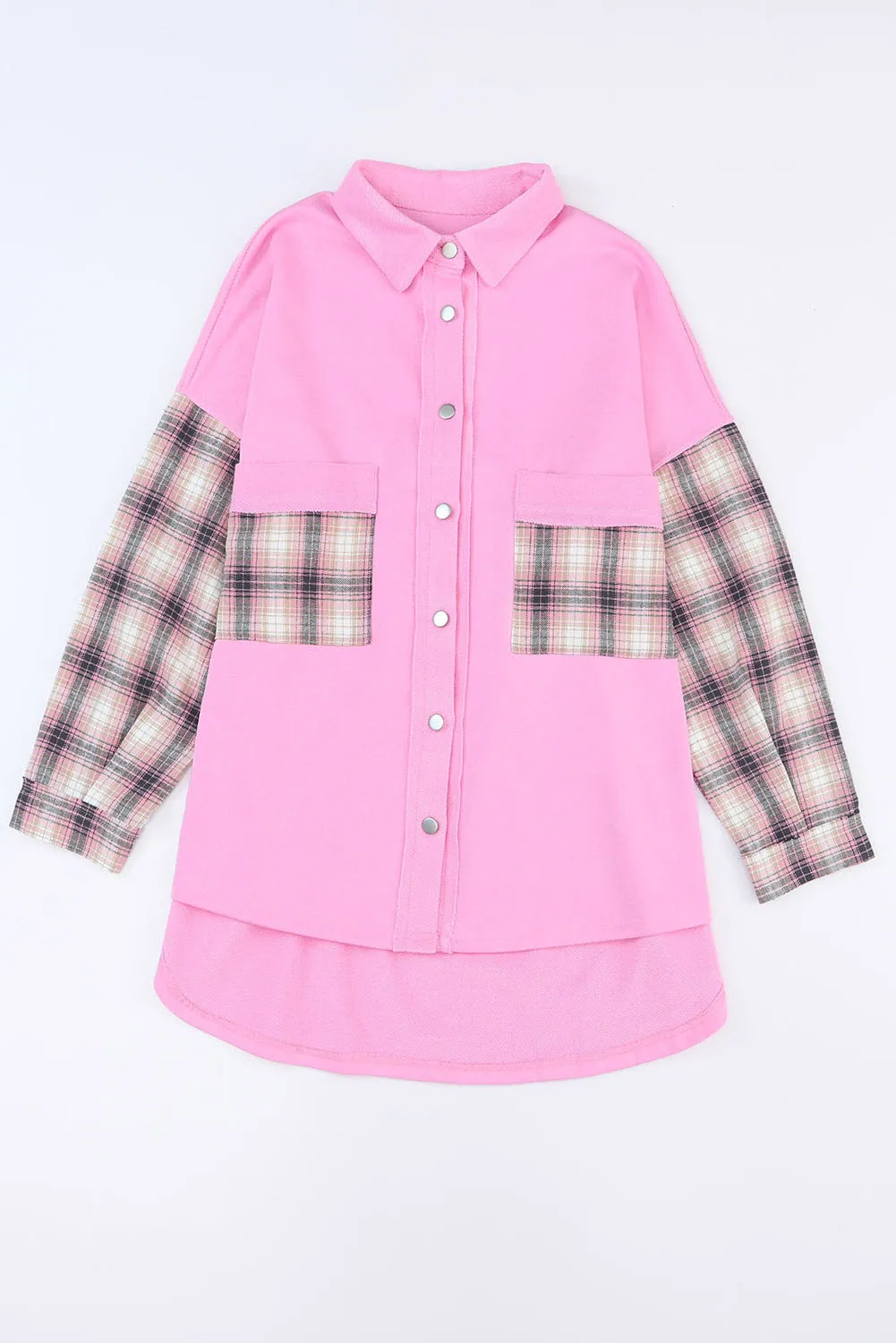 Plaid Patchwork Oversized Shirt Jacket