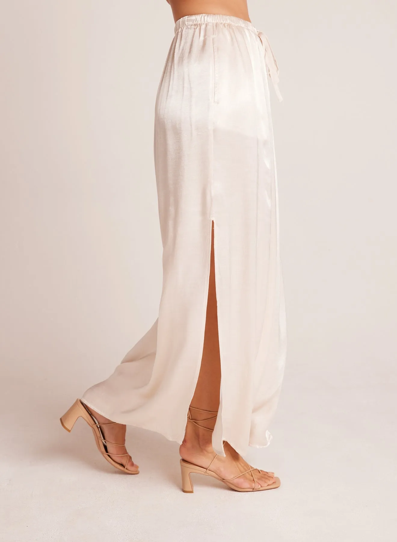 Pleat Front Maxi Skirt - Playa Sand