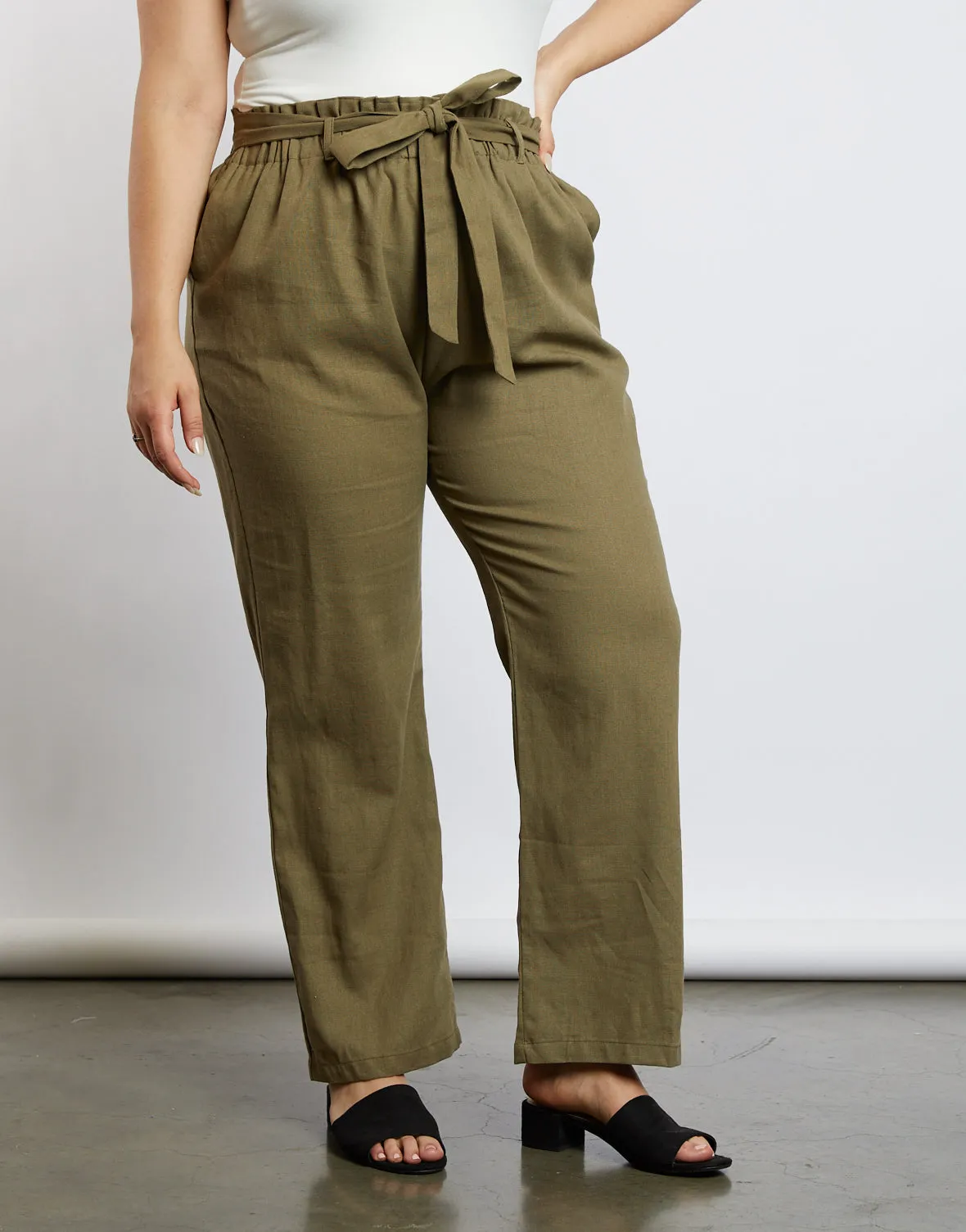 Plus Size Chloe High Waisted Paper Bag Pants