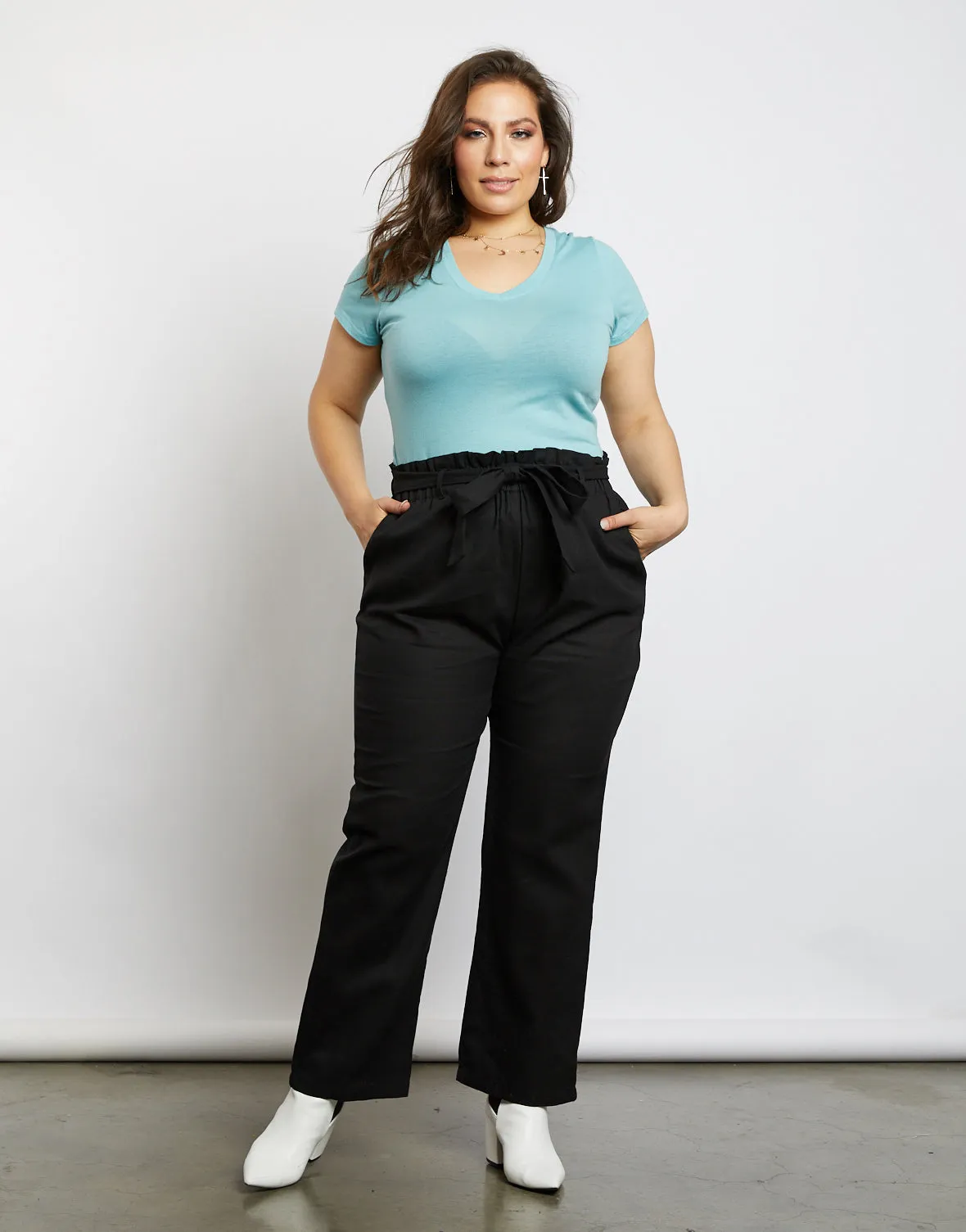 Plus Size Chloe High Waisted Paper Bag Pants