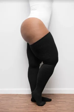 Plus Size Thigh High Socks in Classic Black