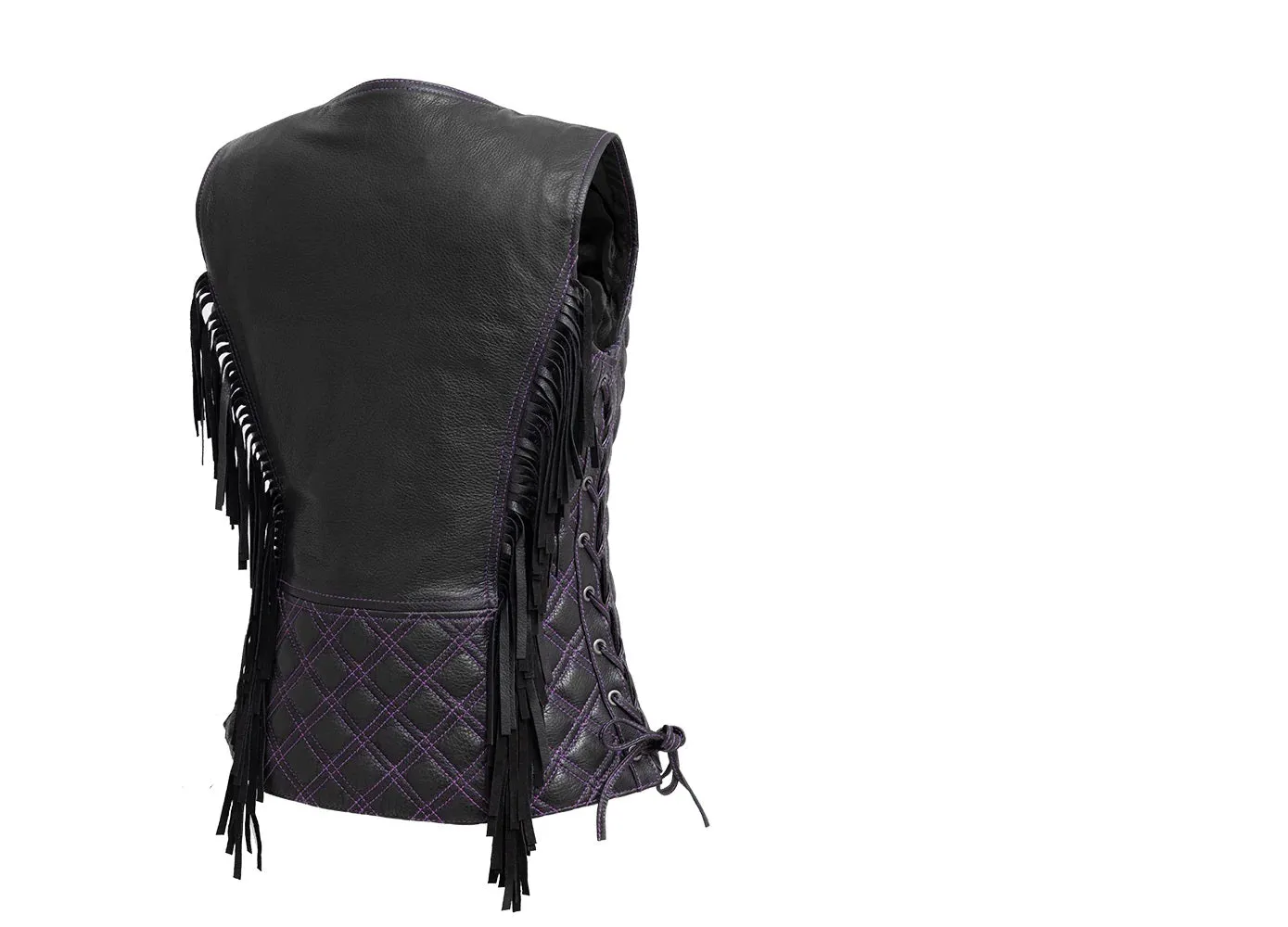 Purple FIL581CDM | Bandida - Women's Motorcycle Fringe Leather Vest