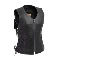 Purple FIL581CDM | Bandida - Women's Motorcycle Fringe Leather Vest