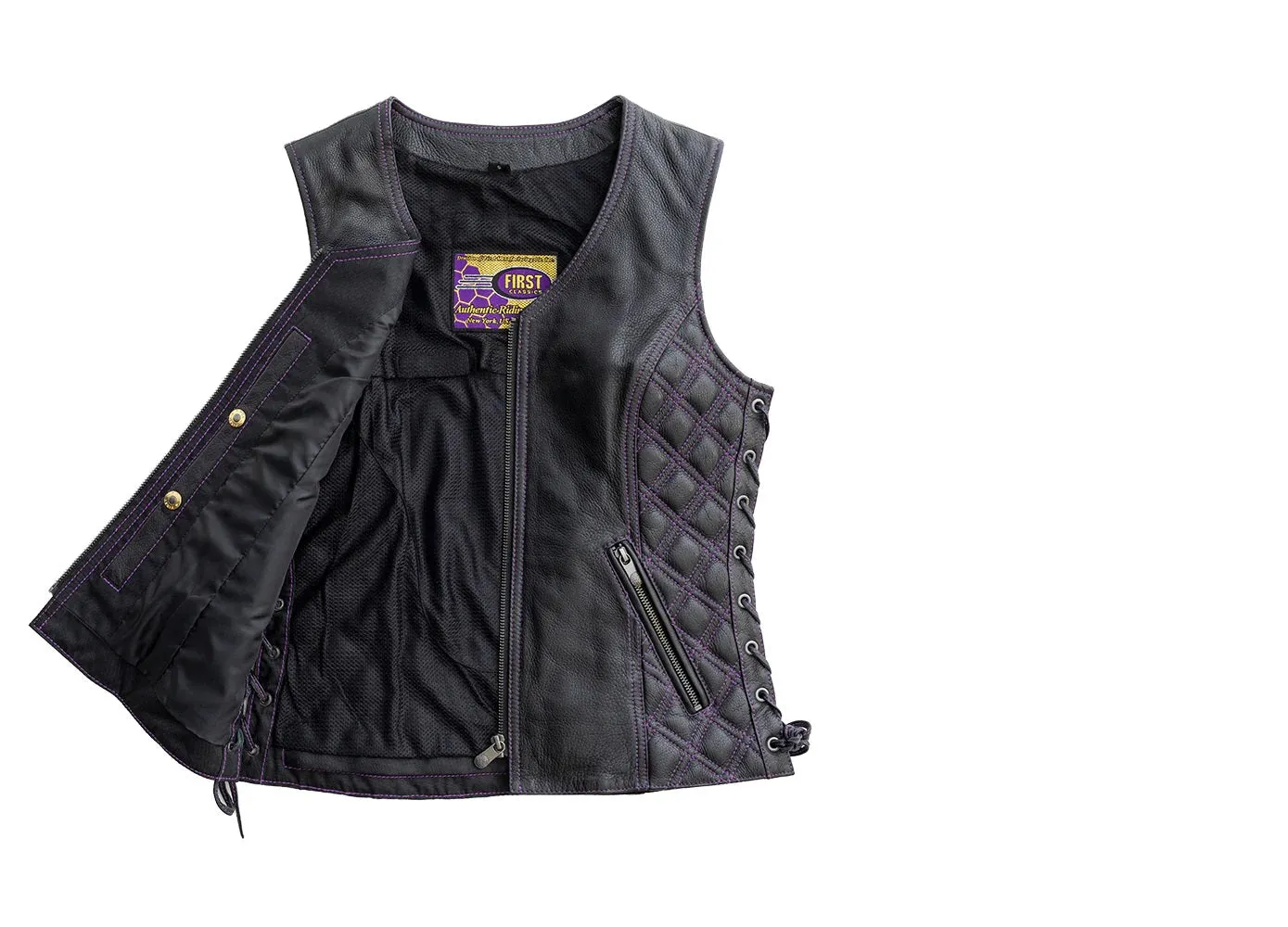 Purple FIL581CDM | Bandida - Women's Motorcycle Fringe Leather Vest