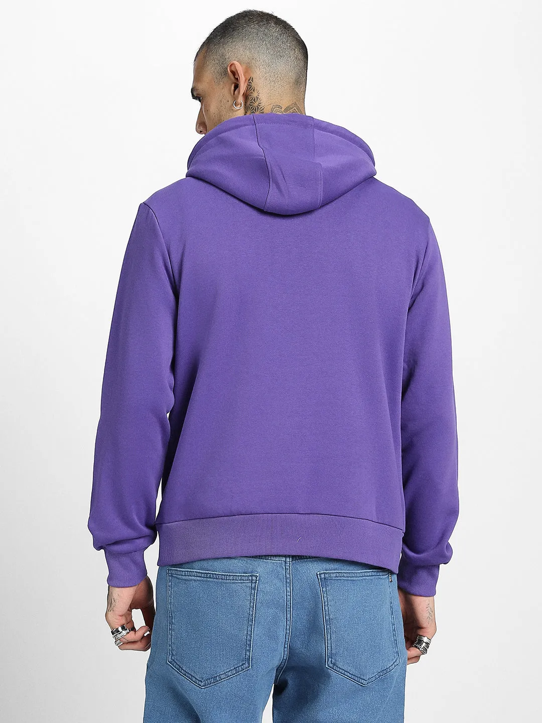 Purple Solid Regular Hoodie