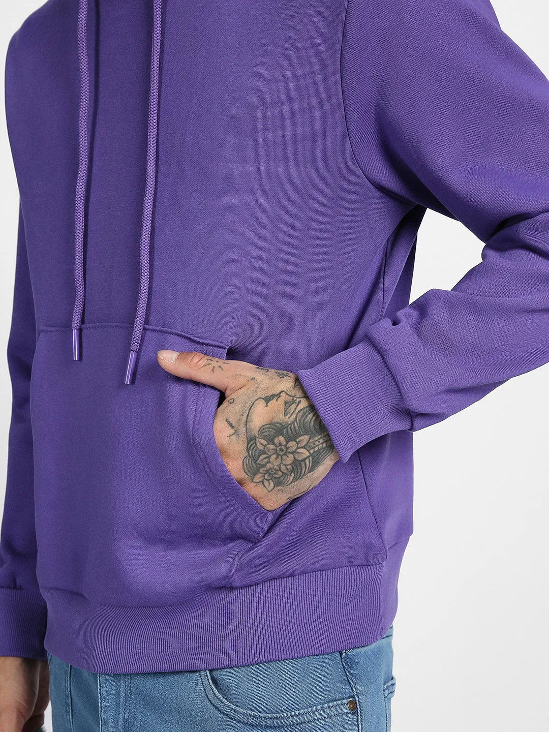 Purple Solid Regular Hoodie