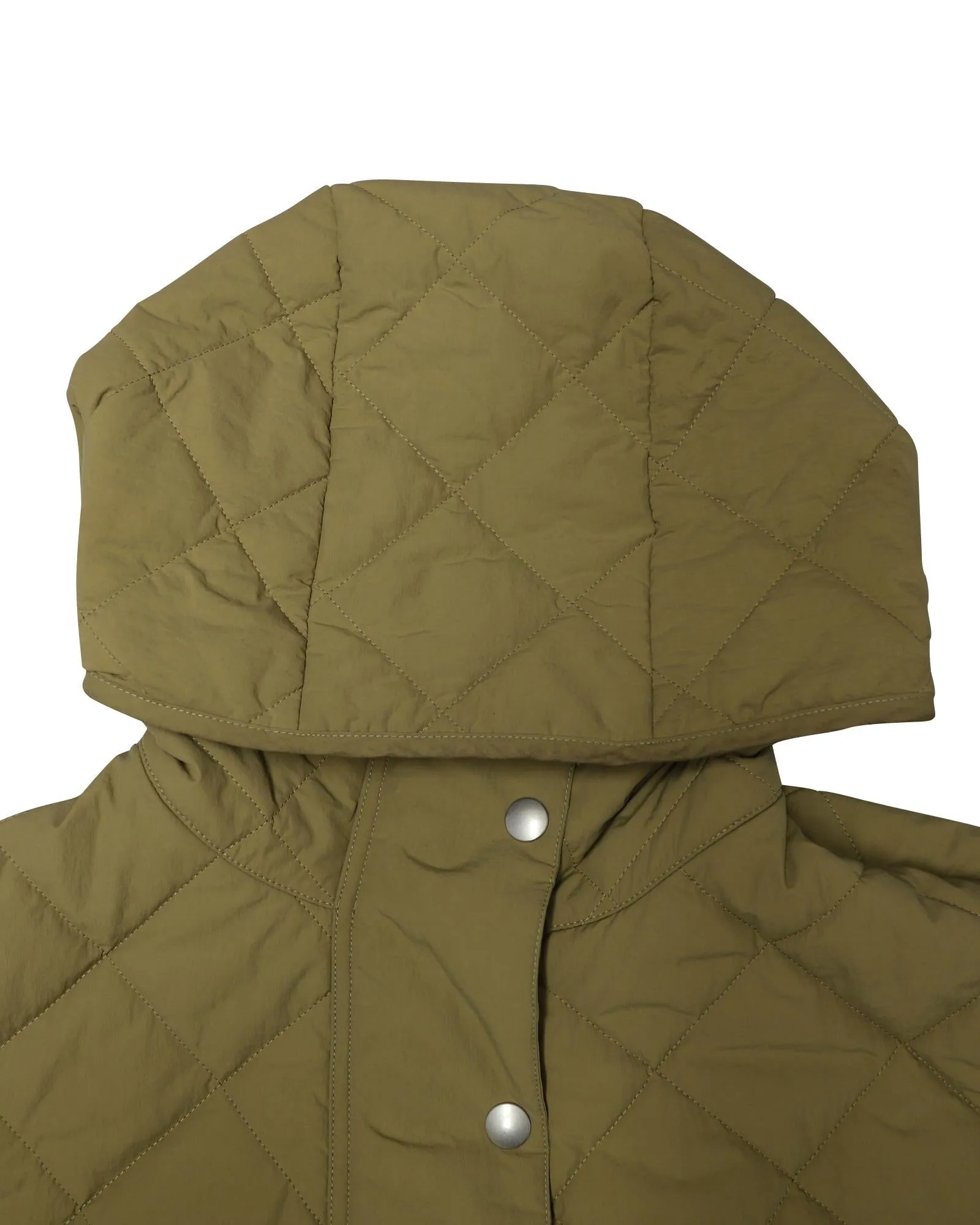 Quilted Hoodie Coat in Beige Polyamide