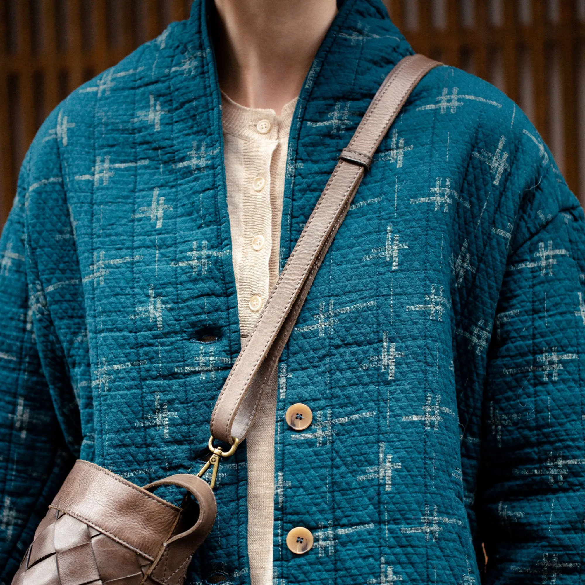 Quilted Jacquard Kimono Jacket