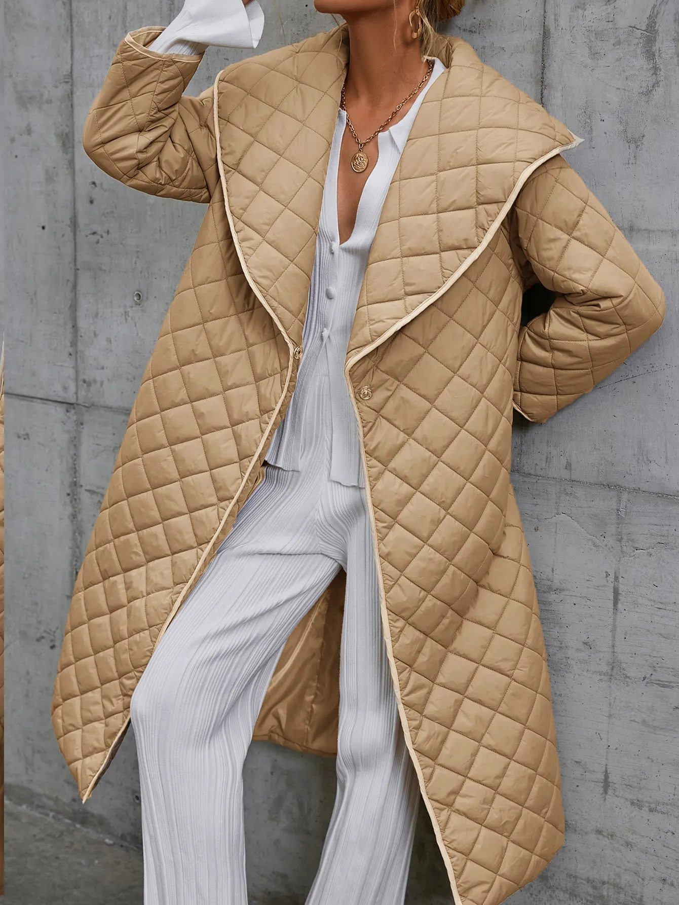 Quilted One-Snap Puffer Coat