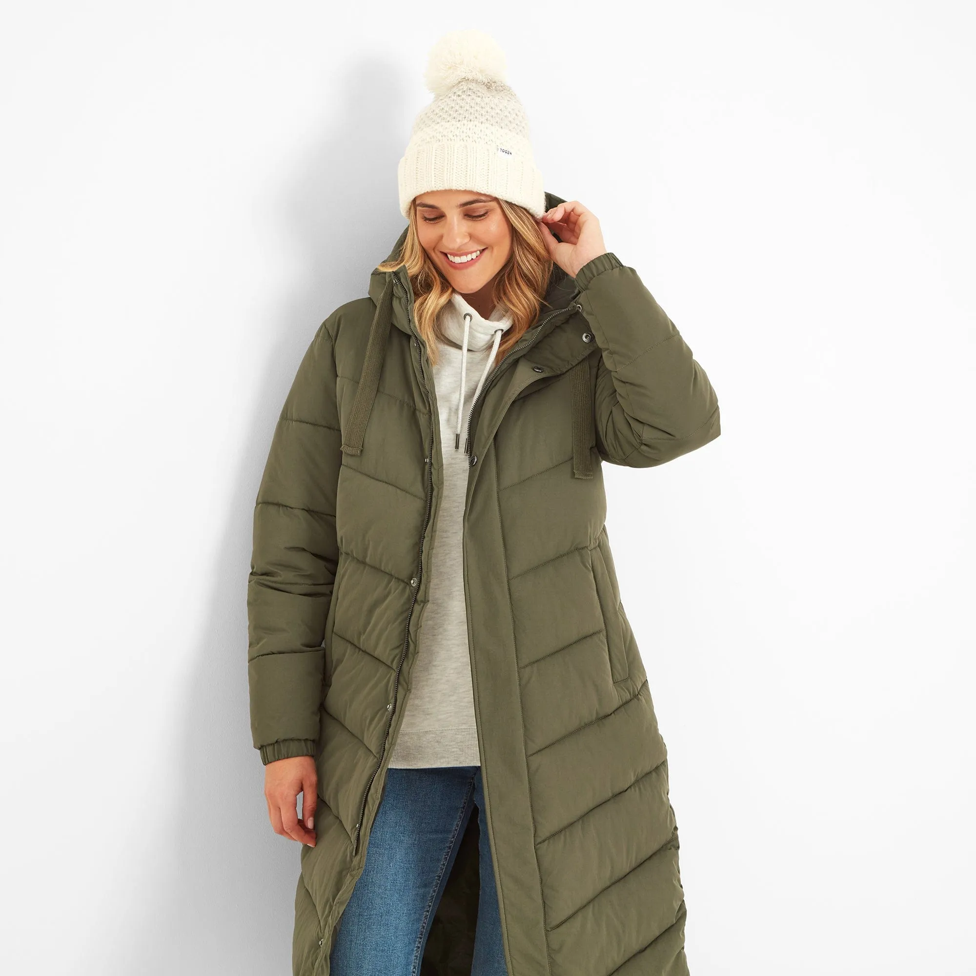 Raleigh Womens Long Insulated Jacket - Khaki