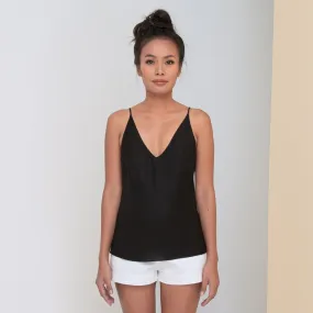 RINKI V CAMISOLE - Linen | Black