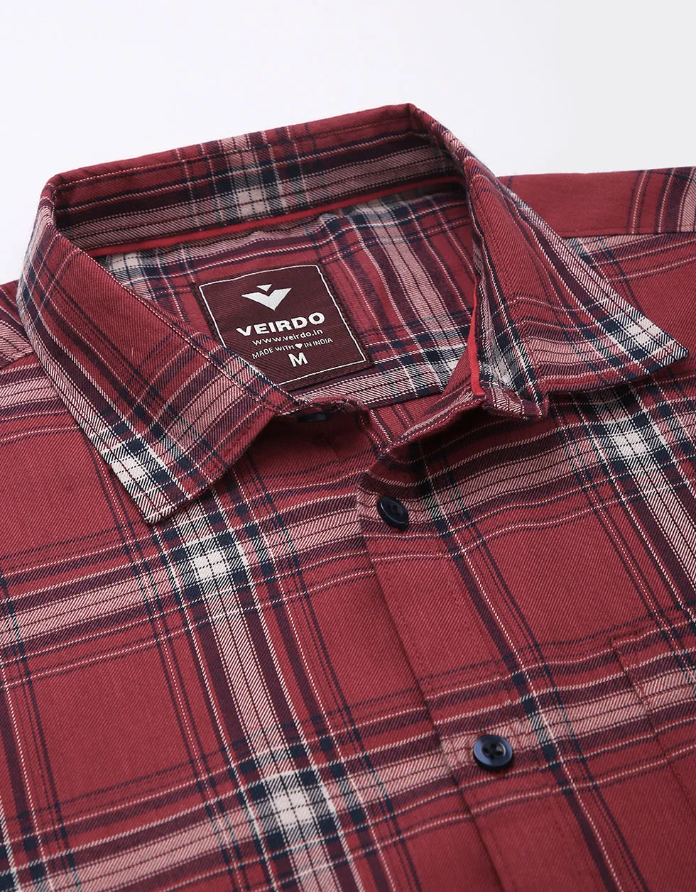 Rusty Red Checks Printed Shirt