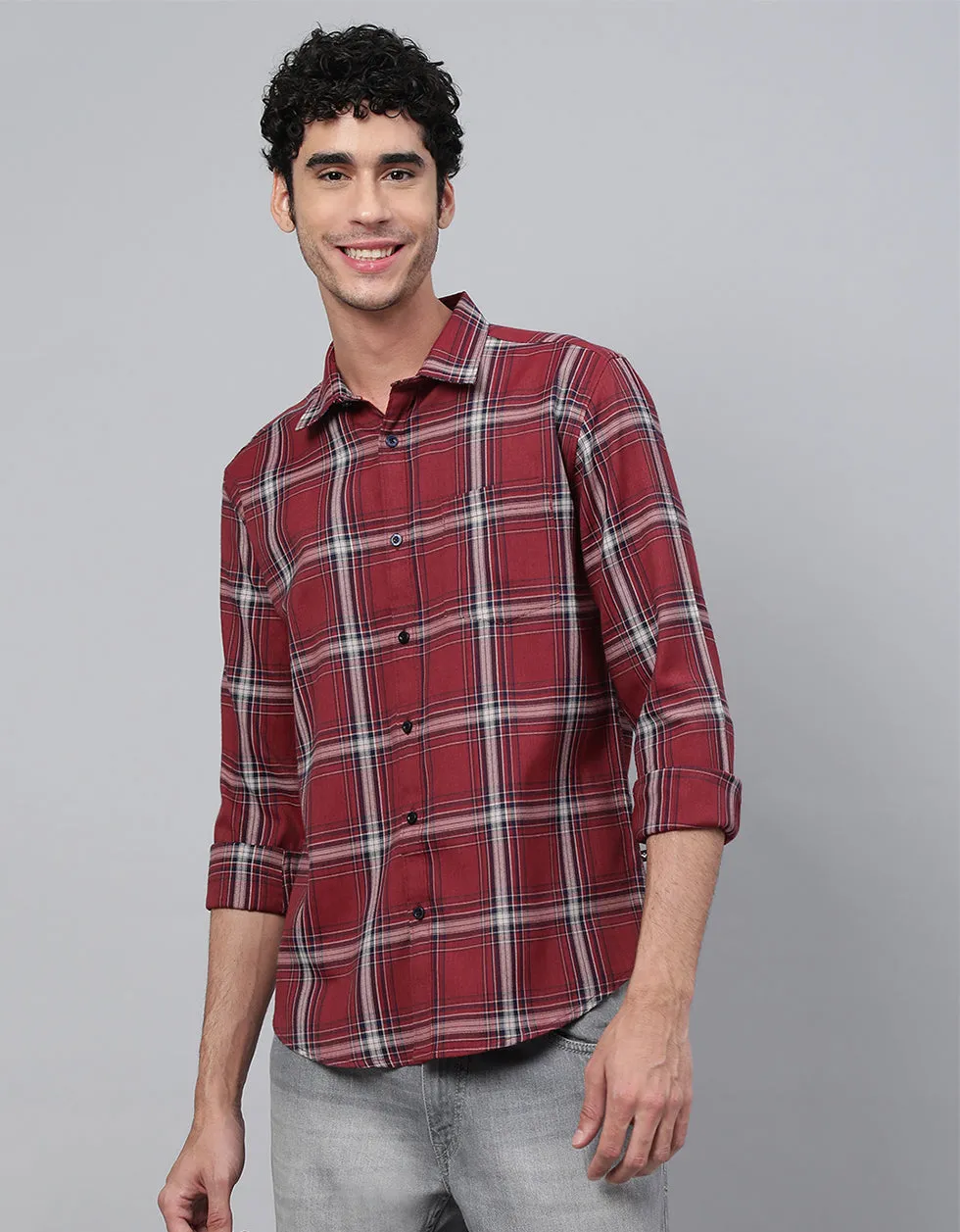 Rusty Red Checks Printed Shirt