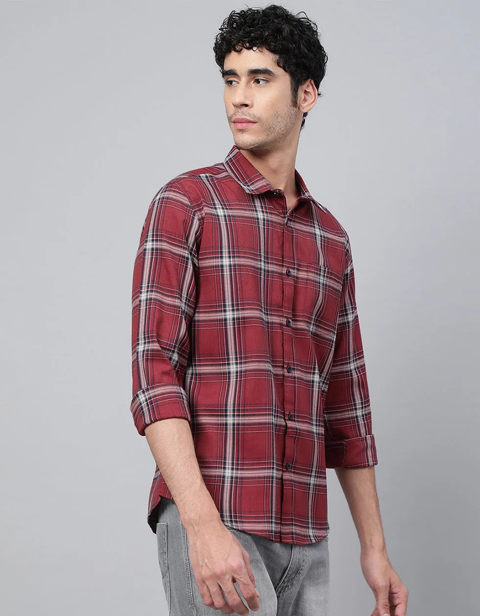 Rusty Red Checks Printed Shirt