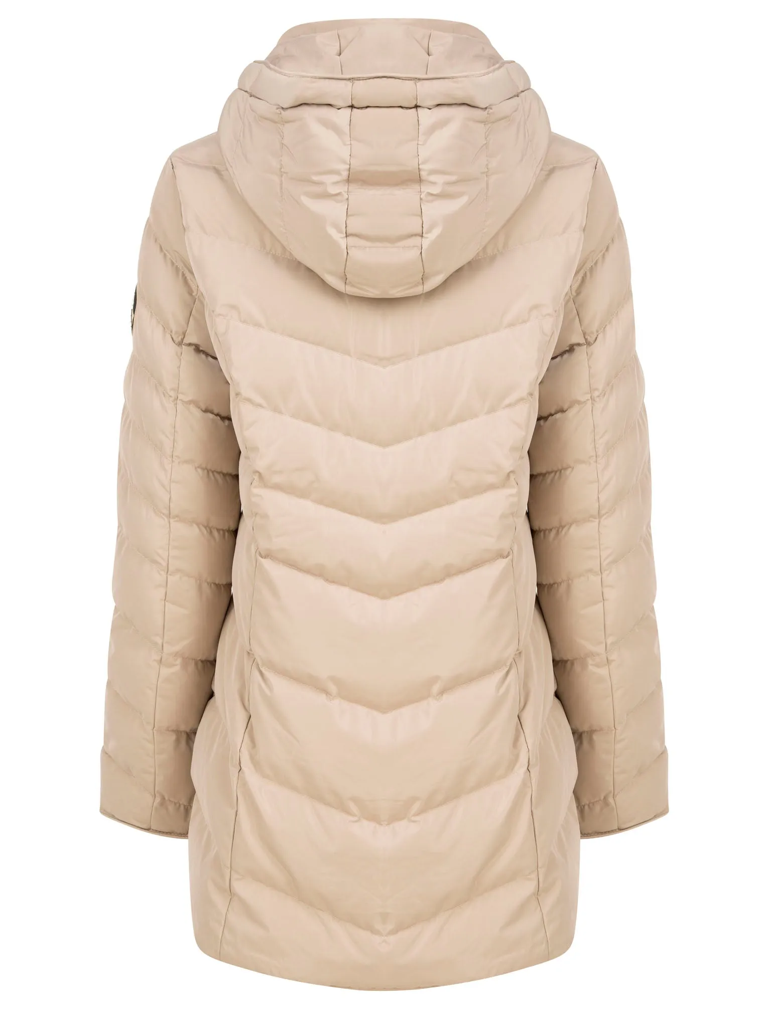 Safflower 2 Longline Quilted Puffer Coat with Hood In Stone - Tokyo Laundry