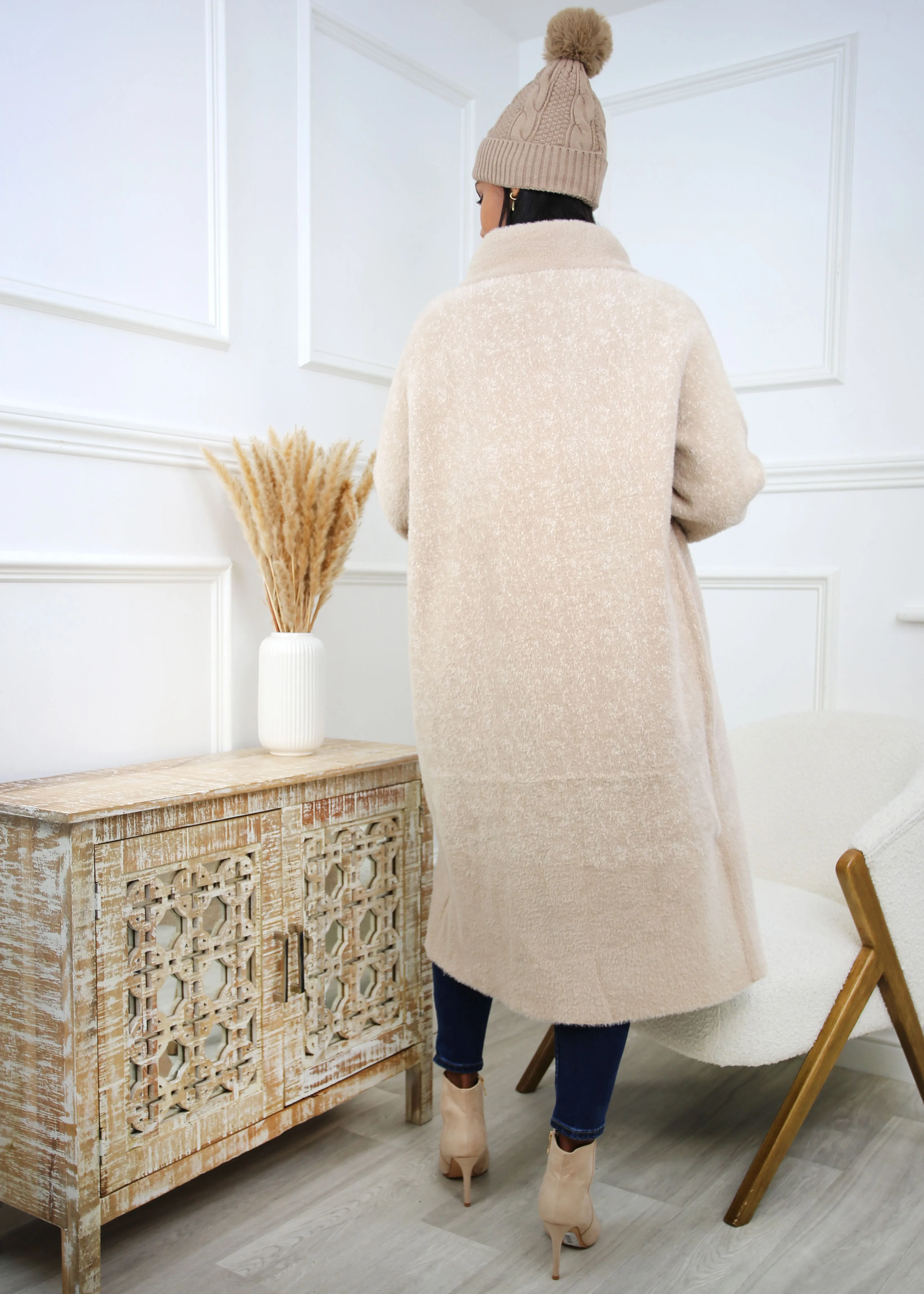 Shandel Beige Funnel Neck Coat