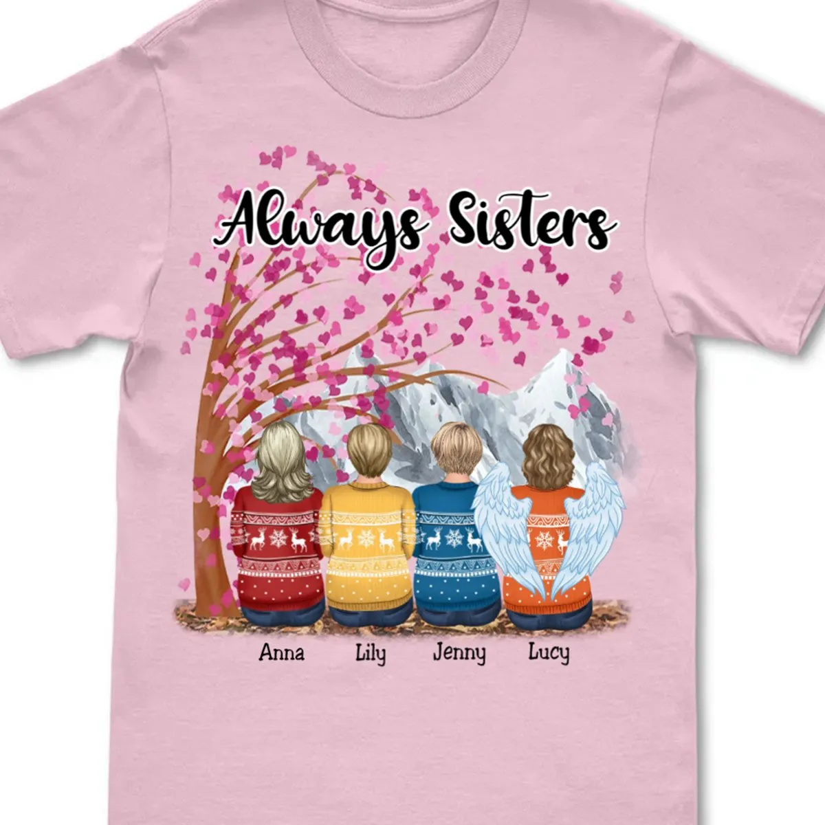 Sisters - Always Sisters - Personalized Unisex T-Shirt (Blossom)