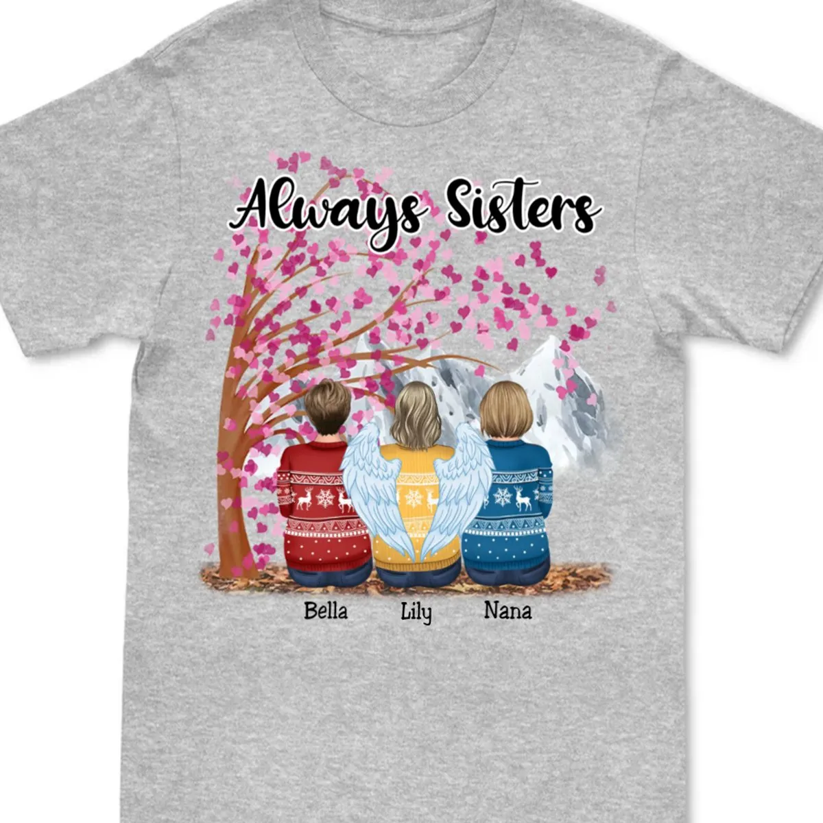 Sisters - Always Sisters - Personalized Unisex T-Shirt (Blossom)