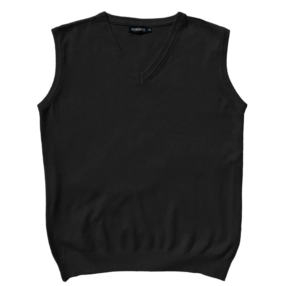 Solid Black Mens V-Neck Sweater Vest