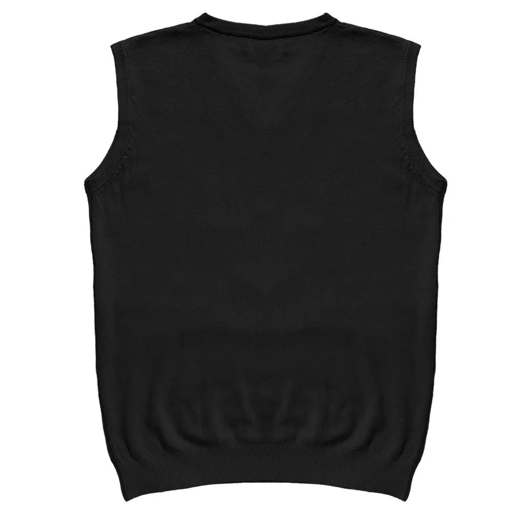 Solid Black Mens V-Neck Sweater Vest