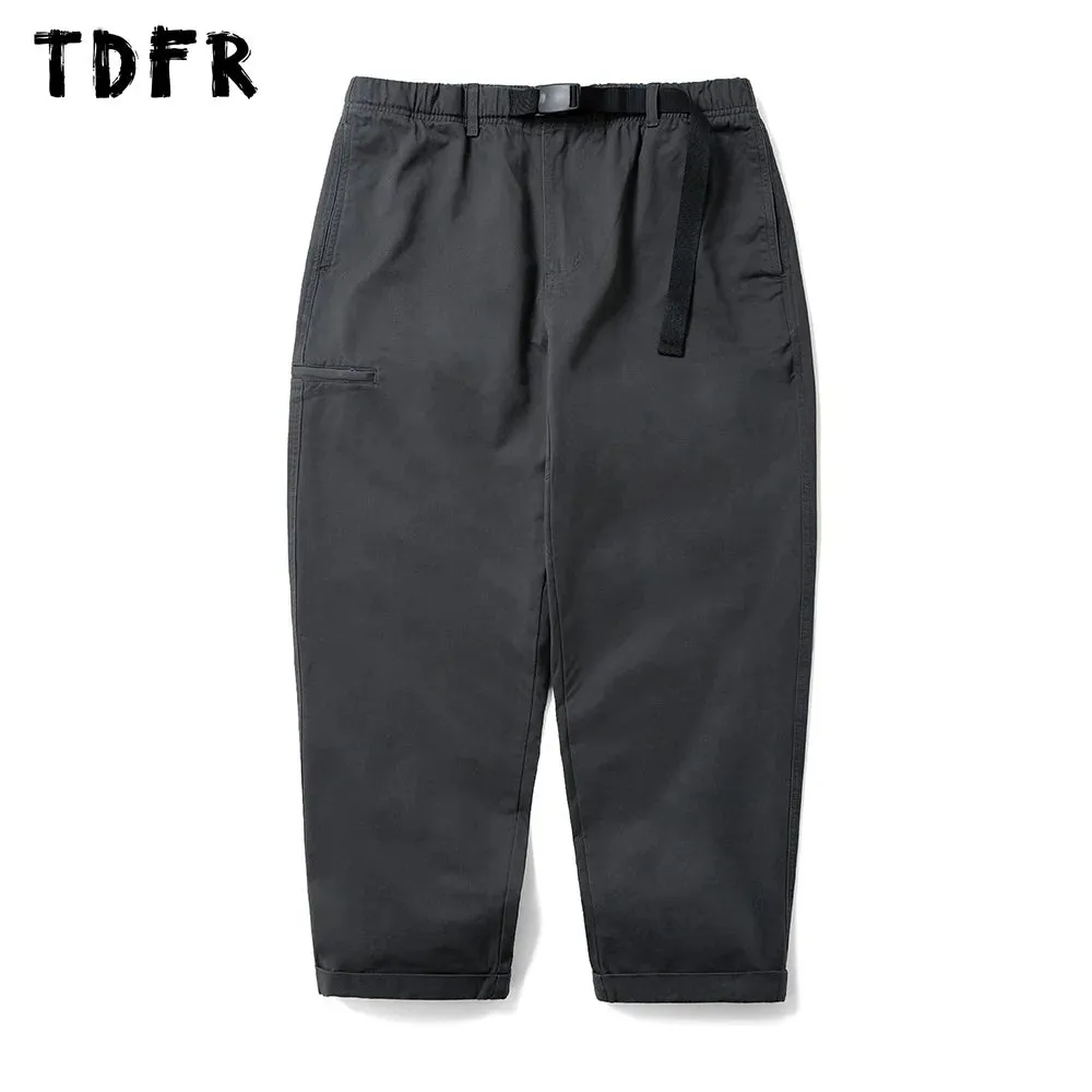 Solid Color Cargo Pants - Casual Camping Safari Style - Adjustable Belt - Loose Wide Leg Trousers