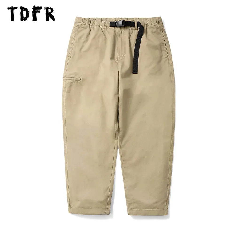 Solid Color Cargo Pants - Casual Camping Safari Style - Adjustable Belt - Loose Wide Leg Trousers