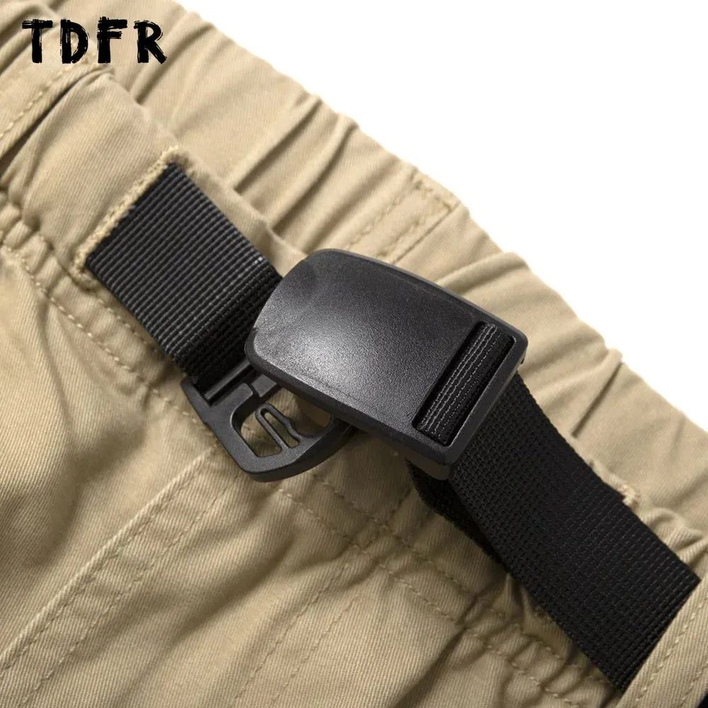 Solid Color Cargo Pants - Casual Camping Safari Style - Adjustable Belt - Loose Wide Leg Trousers