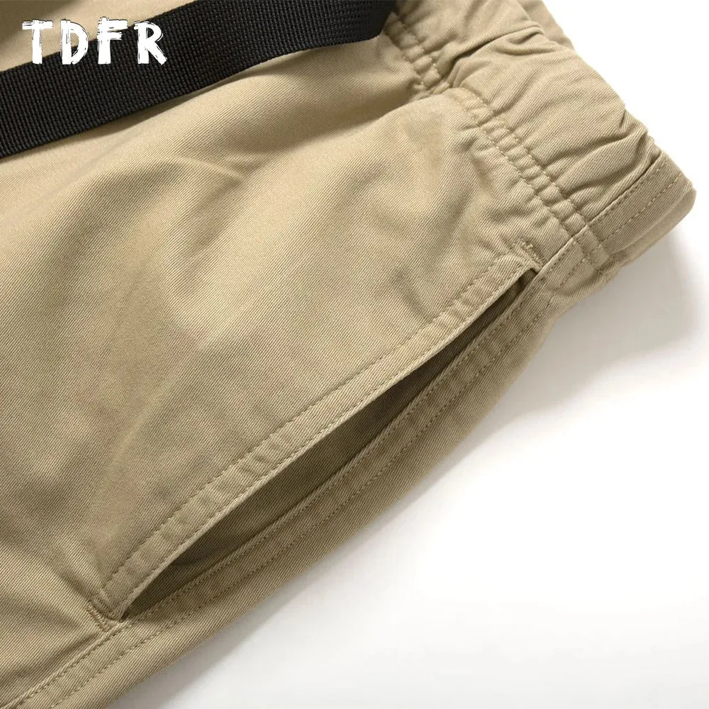 Solid Color Cargo Pants with Belt - Safari Style Casual Wide Leg Trousers