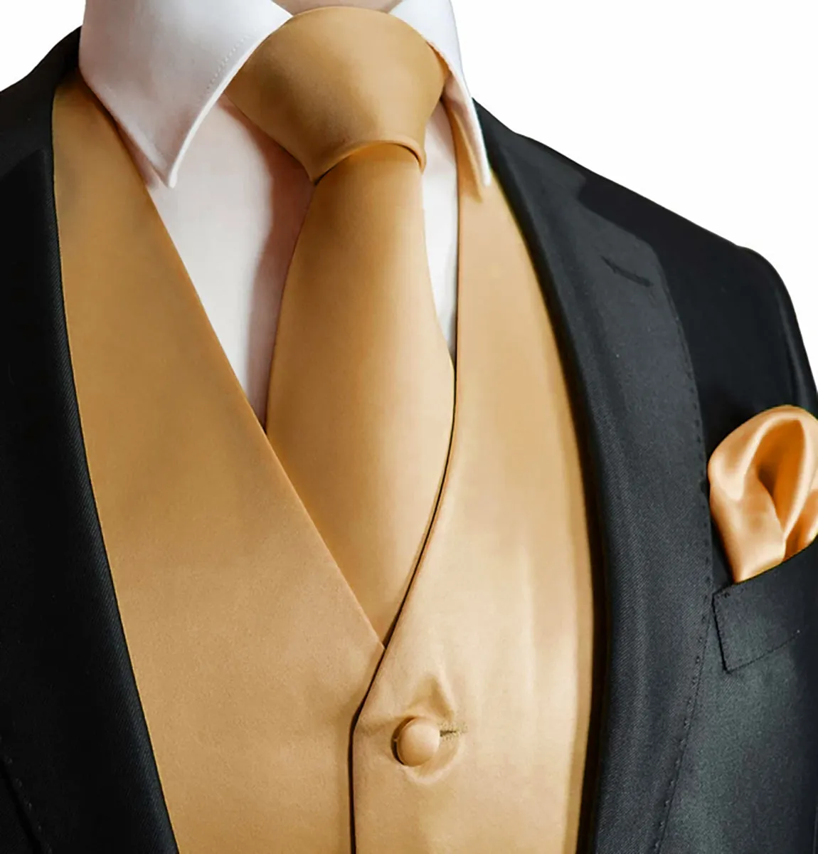 Solid Mustard Tuxedo Vest Set