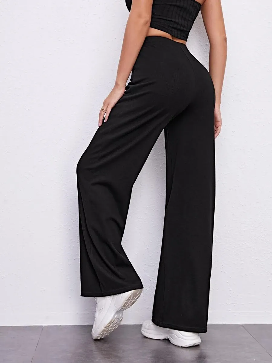 Solid Wide Leg Pants