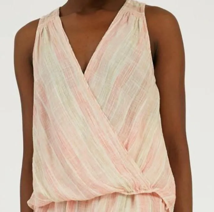 Splendid - Mural Surplice top in Peach Stripe