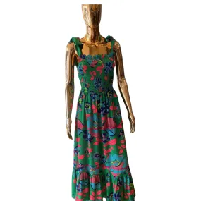 Stardust Clary Dress-Dark Green Flower