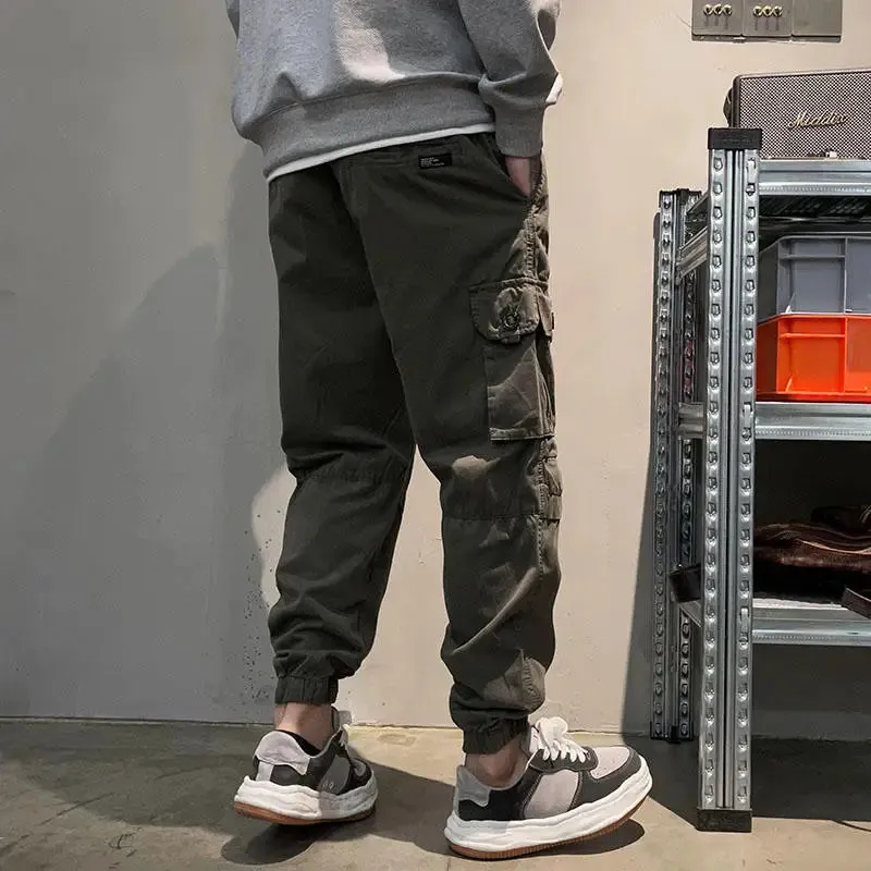 Streetwear Loose Tactical Cargo Pants - Japanese Khaki Jogging Pants