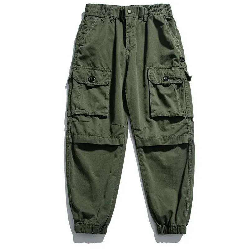 Streetwear Loose Tactical Cargo Pants - Japanese Khaki Jogging Pants