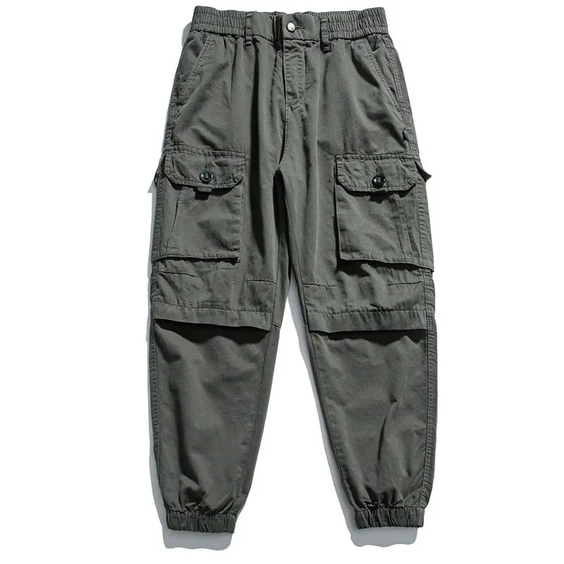 Streetwear Loose Tactical Cargo Pants - Japanese Khaki Jogging Pants