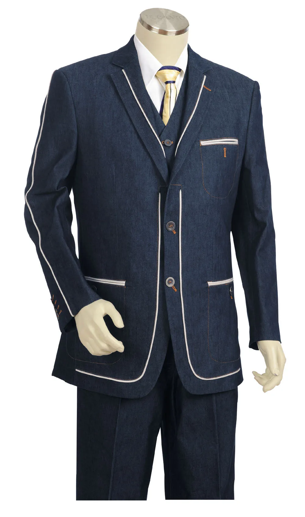 Stylish Contours Denim 3pc Zoot Suit Set - Navy