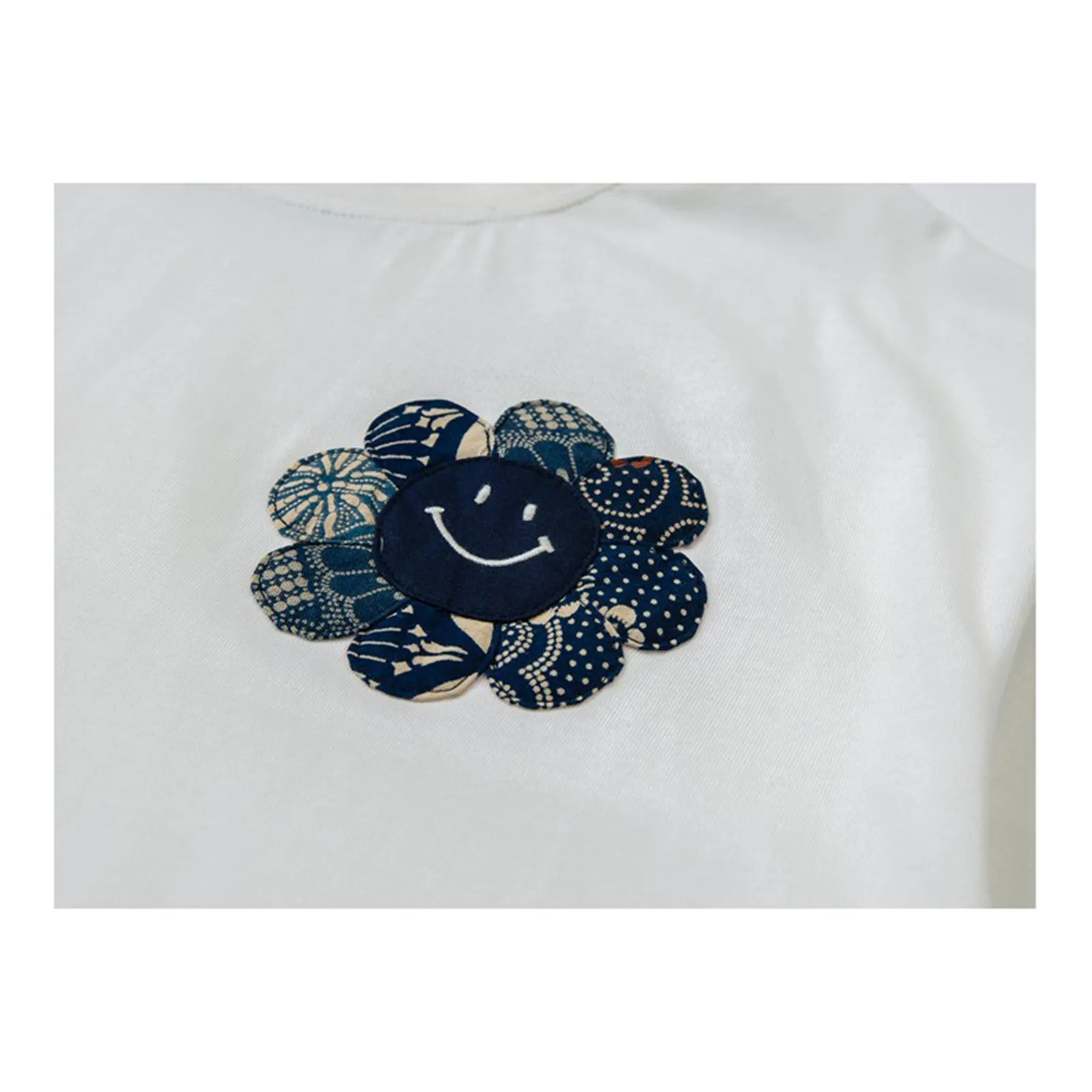 Sunflower Smiling Face Indigo  T-shirt