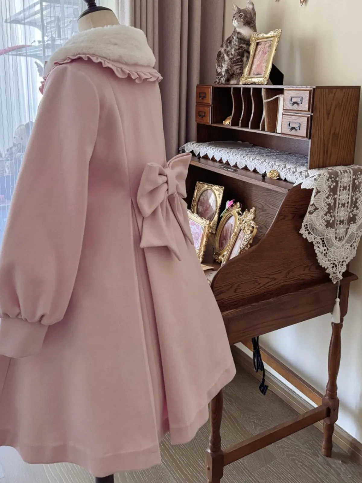 Sweet Pink Lolita Cape Coat Dress