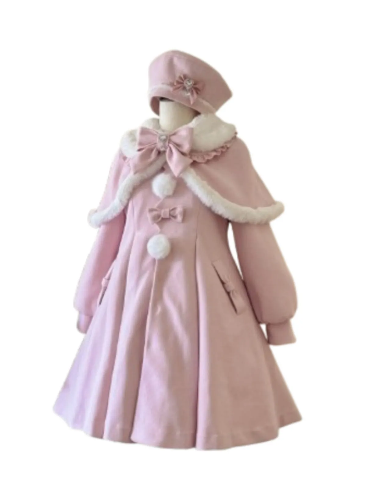 Sweet Pink Lolita Cape Coat Dress